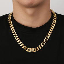 Cuban Link Curb Chain for Men 18K Gold Filled Lion Necklace Boy Newest 12mm