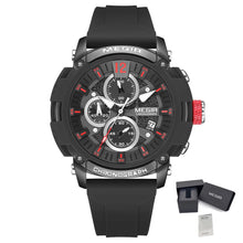 MEGIR Fashion Military Watch for Men Silicone Strap Sport Quartz Chronograph Waterproof Male Clock Wristwatch Reloj Hombre 2208