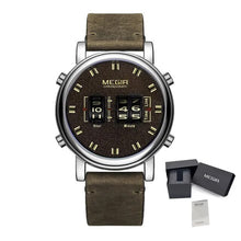 MEGIR Roller Pointer Watches for Men Fashion Luxury Military Sport Watch Leather Strap Quartz Wristwatch Clock Relogio Mascilino 2137