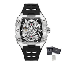 MEGIR New Men Watches Luxury Brand Automatic Mechanical Watch Skeleton Dial Silicone Strap Sports Casual Wristwatch Waterproof Clock Male Gift 8602