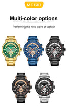 MEGIR Luxury Men Watches Stainless Steel Quartz Wristwatches Fashion Men Business Watch Clock Male Chronograph Relogio Masculino