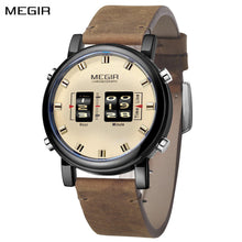 MEGIR Roller Pointer Watches for Men Fashion Luxury Military Sport Watch Leather Strap Quartz Wristwatch Clock Relogio Mascilino 2137
