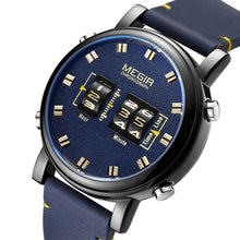 MEGIR Roller Pointer Watches for Men Fashion Luxury Military Sport Watch Leather Strap Quartz Wristwatch Clock Relogio Mascilino 2137