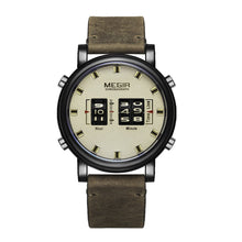MEGIR Roller Pointer Watches for Men Fashion Luxury Military Sport Watch Leather Strap Quartz Wristwatch Clock Relogio Mascilino 2137