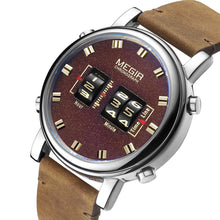 MEGIR Roller Pointer Watches for Men Fashion Luxury Military Sport Watch Leather Strap Quartz Wristwatch Clock Relogio Mascilino 2137