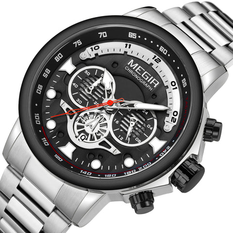 MEGIR Luxury Men Watches Stainless Steel Quartz Wristwatches Fashion Men Business Watch Clock Male Chronograph Relogio Masculino