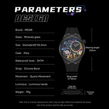 MEGIR Luxury Brand Men Watch Waterproof Quartz Sport Wristwatch Luminous Hands Hollow Casual Silicone Clock Relogio Masculino 8111