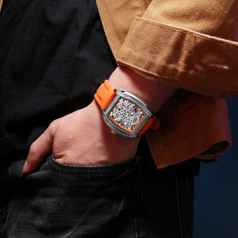 MEGIR Original Luxury Sport Watch for Men Silicone Band Automatic Mechanical Movement WristWatches Luminous Clock Reloj Hombre 8601