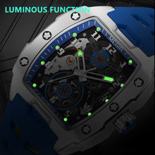 MEGIR New Men Watches Luxury Brand Automatic Mechanical Watch Skeleton Dial Silicone Strap Sports Casual Wristwatch Waterproof Clock Male Gift 8602