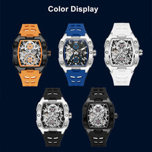 MEGIR New Men Watches Luxury Brand Automatic Mechanical Watch Skeleton Dial Silicone Strap Sports Casual Wristwatch Waterproof Clock Male Gift 8602
