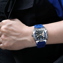 MEGIR New Men Watches Luxury Brand Automatic Mechanical Watch Skeleton Dial Silicone Strap Sports Casual Wristwatch Waterproof Clock Male Gift 8602