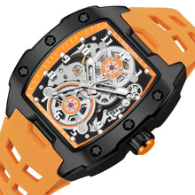 MEGIR New Men Watches Luxury Brand Automatic Mechanical Watch Skeleton Dial Silicone Strap Sports Casual Wristwatch Waterproof Clock Male Gift 8602