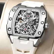 MEGIR New Men Watches Luxury Brand Automatic Mechanical Watch Skeleton Dial Silicone Strap Sports Casual Wristwatch Waterproof Clock Male Gift 8602
