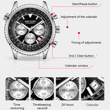 MEGIR Luxury Men Watches Fashion Silicone Band Quartz Military Wristwatch Waterproof Big Dial Male Sport Chronograph with Date Clock 2236