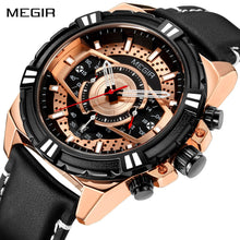 MEGIR Luxury Men Casual Sport Watch Leather Strap Quartz Wristwatch Waterproof Calendar Man Chronograph Clock Montre Homme 2118