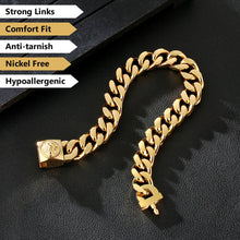 Cuban Link Curb Chain for Men 18K Gold Filled Lion Necklace Boy Newest 12mm